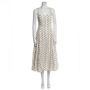 Christian Lacroix White and Brown Midi Dress